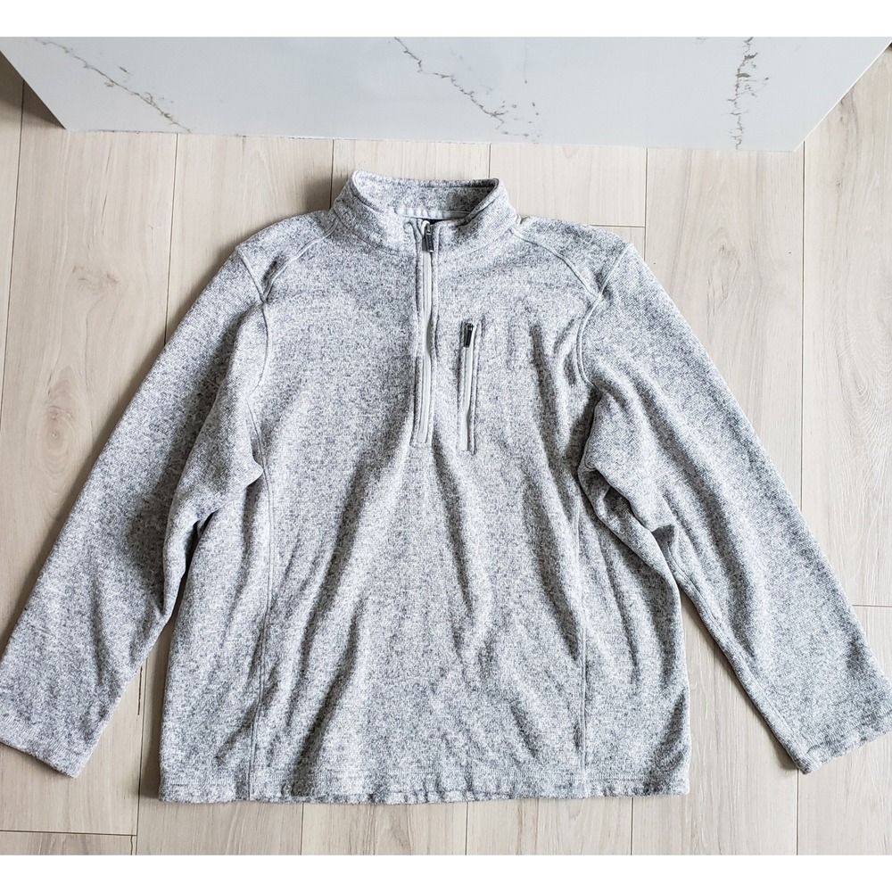 Woolrich Sweater Mens XXL Gray Heathered‎ Fleece Quarter Zip Pullover